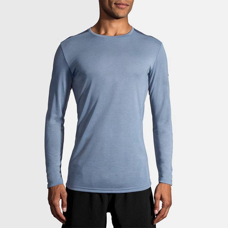 Brooks Distance NZ - Men's Long Sleeve Running Shirt - Blue (06387-OUXF)